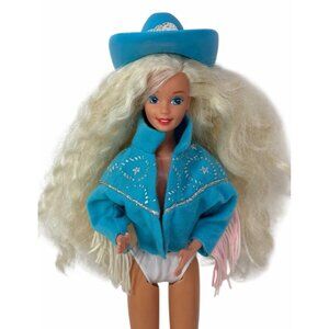 Vintage 1994 Western Stampin' Barbie Doll #10293 w/ Fringe Jacket & Cowgirl Hat